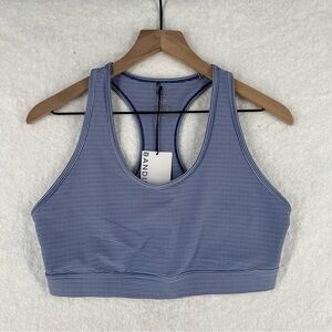 Bandier Front Row Bra Navy‎ Gingham Scoop Neck Racerback Sports
